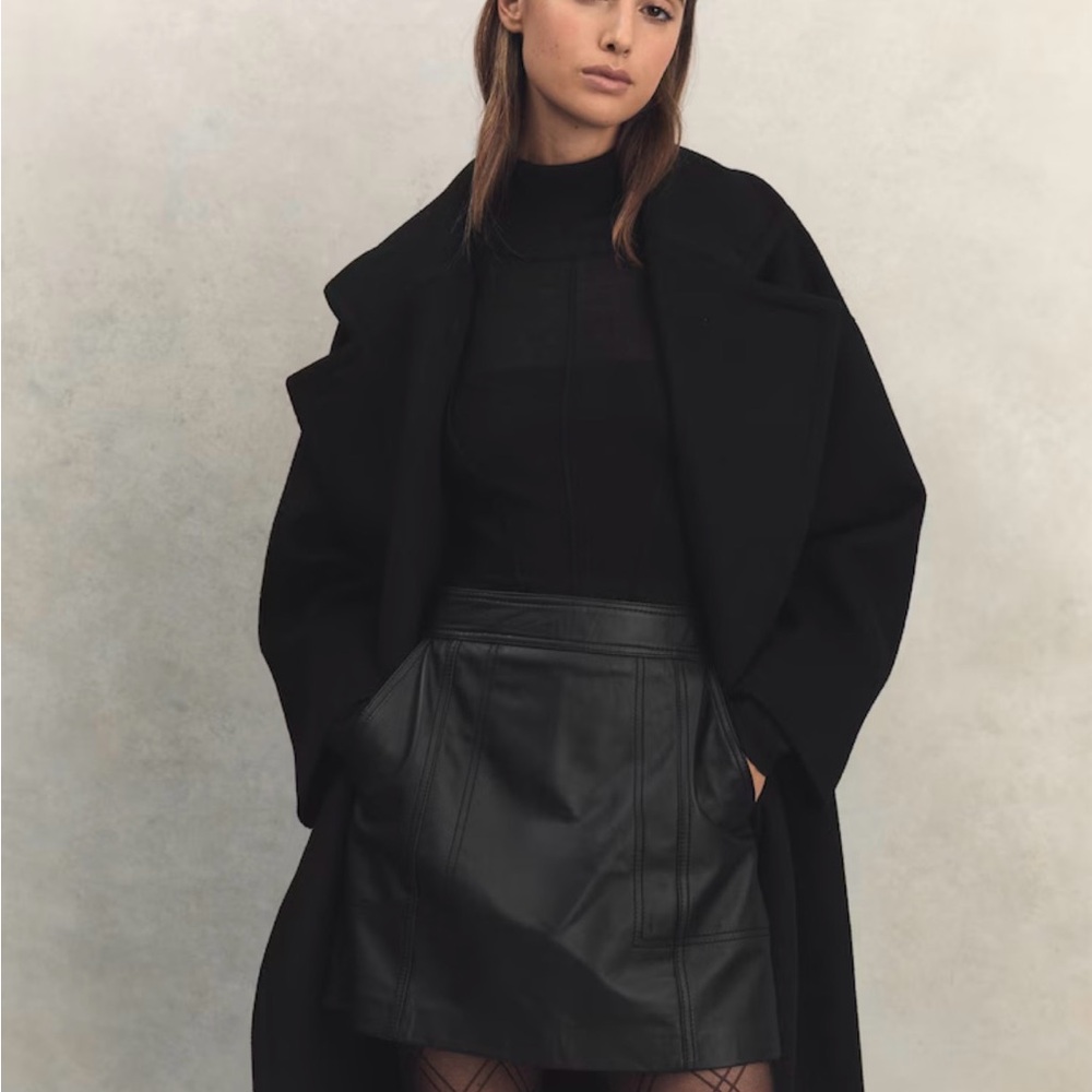 NWT Reiss Black Leather “Edie” Mini Skirt - Picture 7 of 14